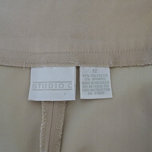 Studio C Dress Pants Women Size 12 Tan Career No Pockets - Picture 3 of 4